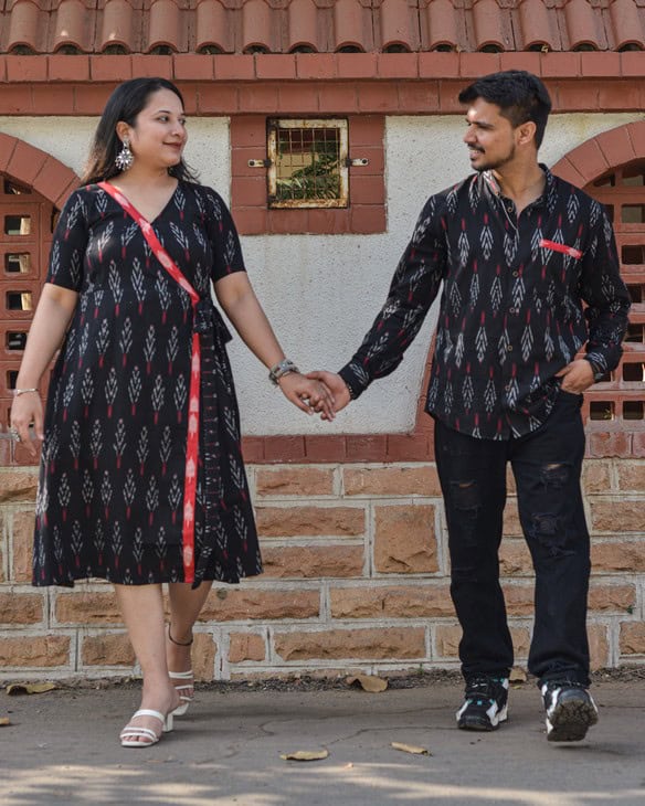 Black Ikat Trench Couple
