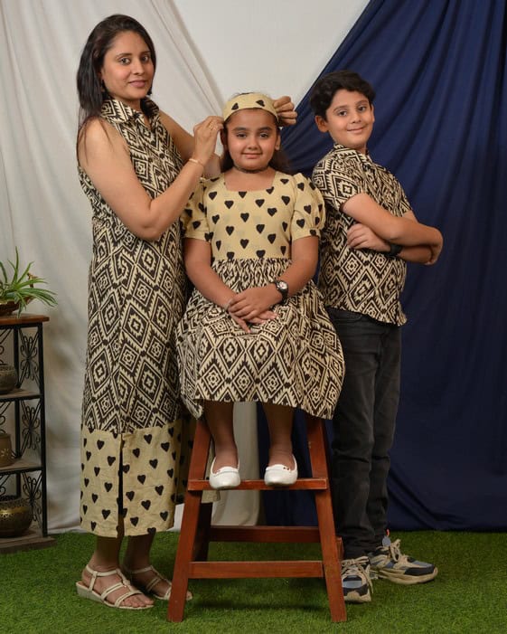 Black Aztec Halter Midi Mother Kids Twinning