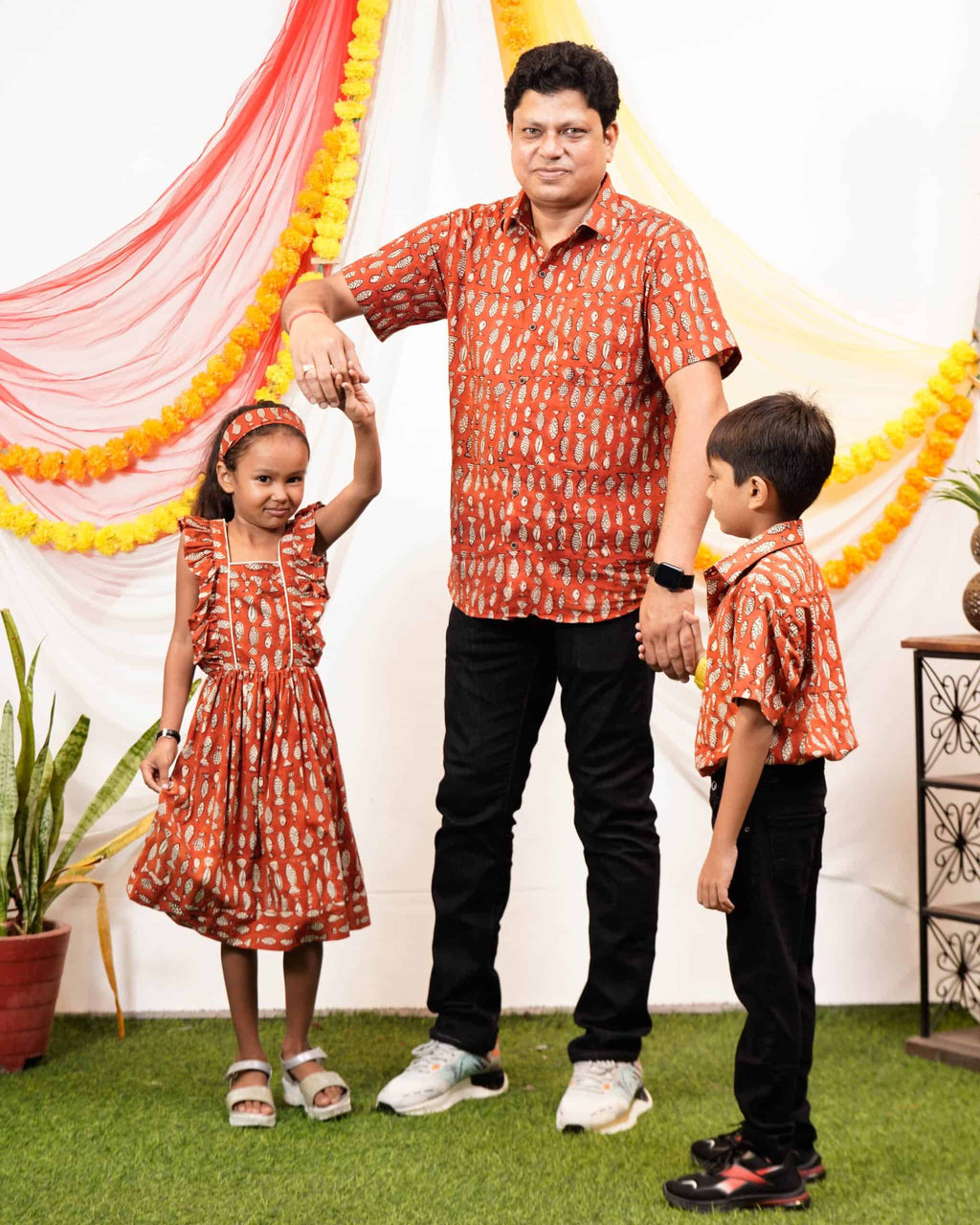 Fish Red Print Father Kid Twining