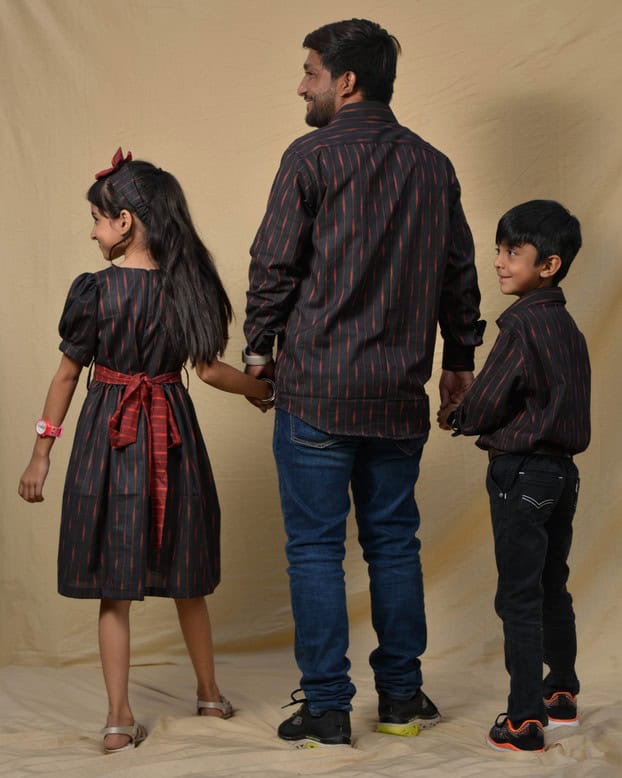 Black Diverting Threads Father Kid Twining