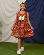 Red fish Print Sharara Kids Dress