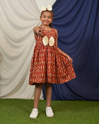 Red fish Print Sharara Kids Dress