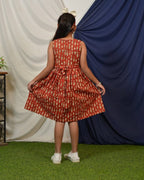 Red fish Print Sharara Kids Dress