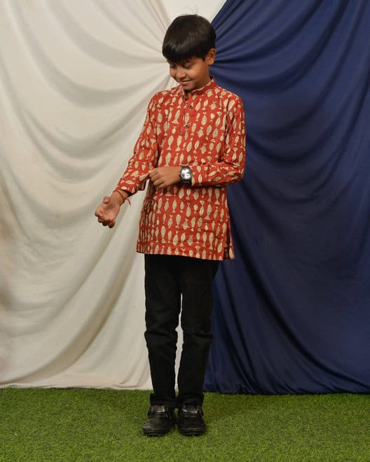 Red Fish Kids Long Kurta Secondary image