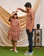 Rosy Vine Tiered Dress Family Set