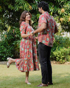 Leafing Red Floral Couple Set