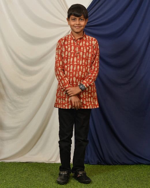 Red Fish Kids Long Kurta Main image