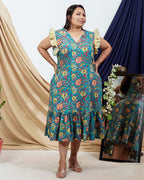Turquoise Lily Frill Plus Size Dress