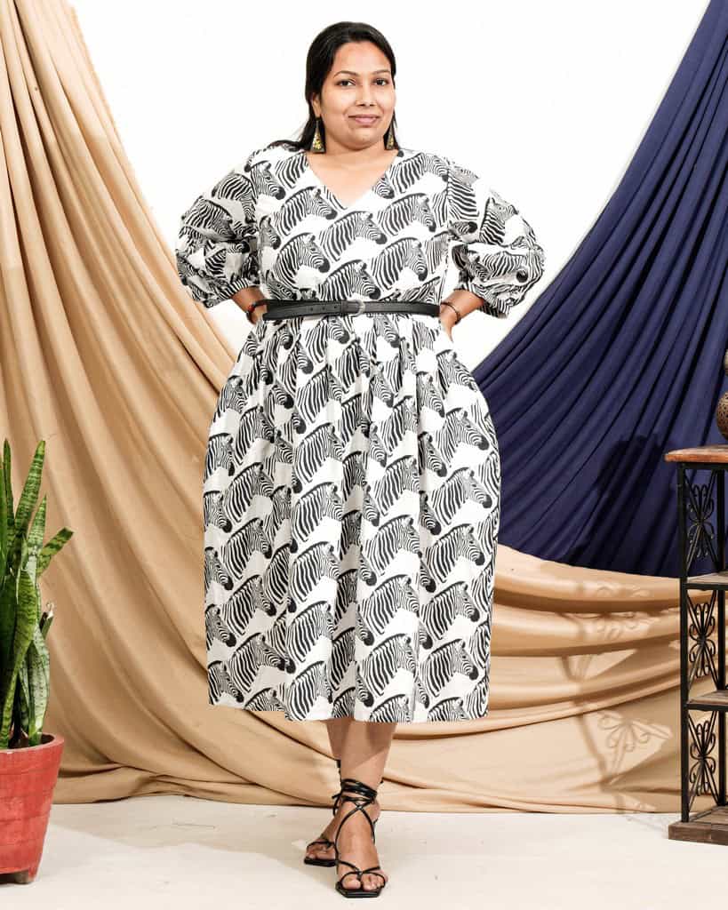 Zebra Print Midi Plus Size Dress