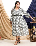 Zebra Print Midi Plus Size Dress
