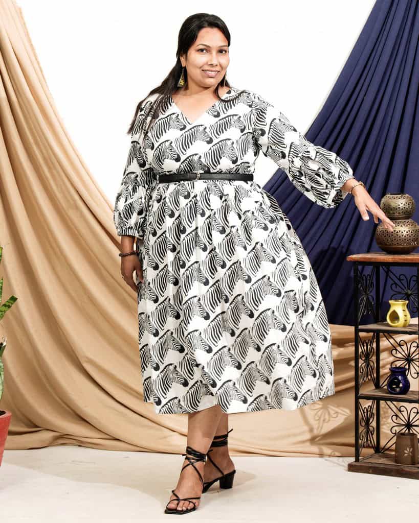 Zebra Print Midi Plus Size Dress