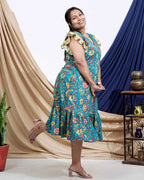 Turquoise Lily Frill Plus Size Dress