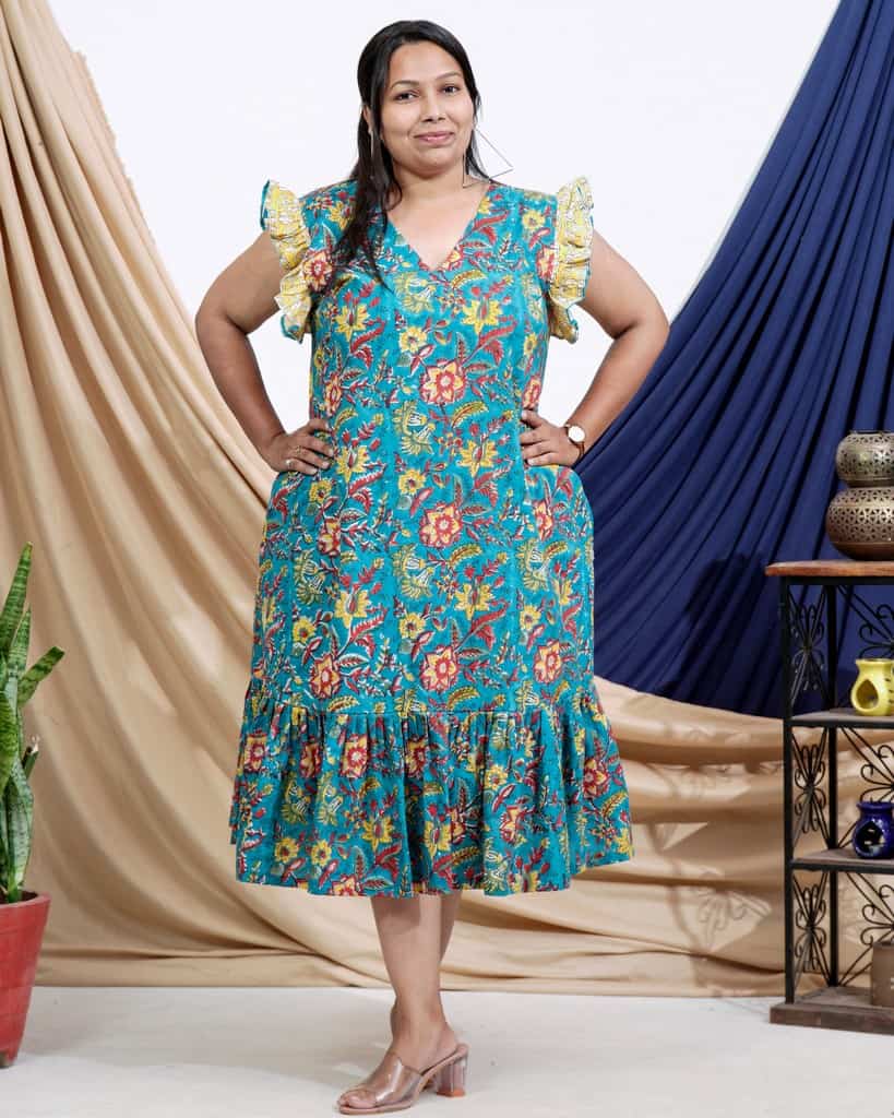 Turquoise Lily Frill Plus Size Dress Main image