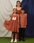 Red Fish Print Sharara Mom Kid Twinning