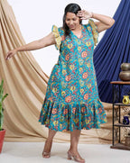 Turquoise Lily Frill Plus Size Dress