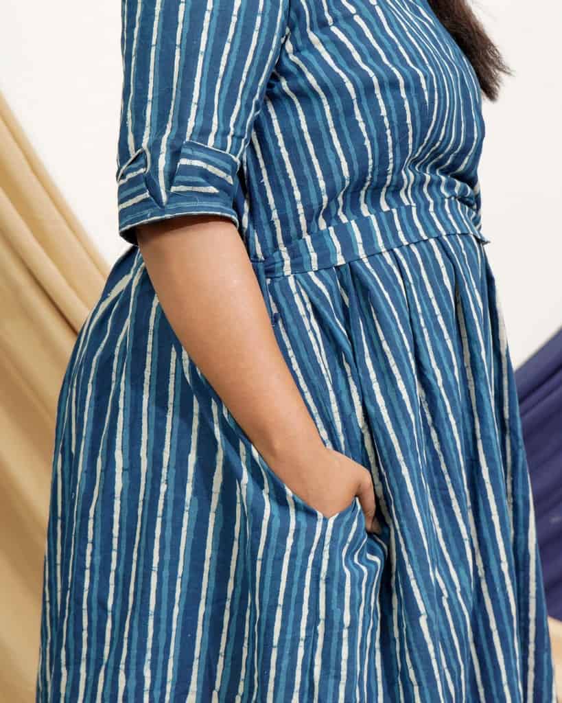 Indigo striped Plus Size Dress