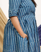 Indigo striped Plus Size Dress