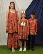 Red Fish Print Sharara Mom Kid Twinning