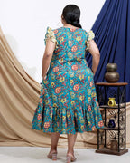 Turquoise Lily Frill Plus Size Dress