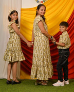 Green Mango Long Frill Mother Kids Twinning