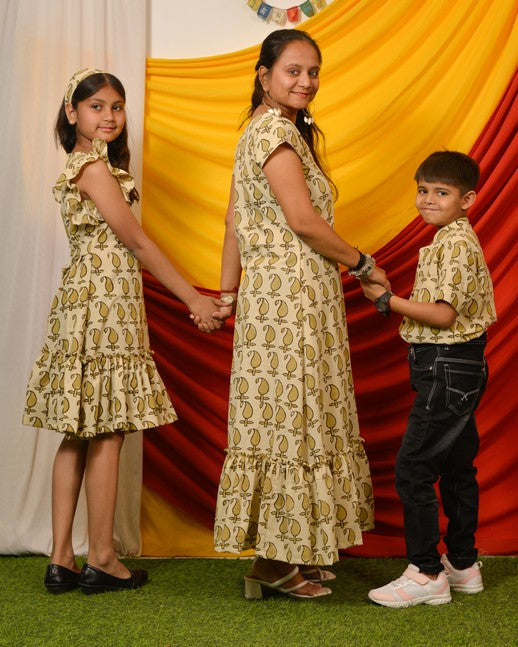 Green Mango Long Frill Mother Kids Twinning