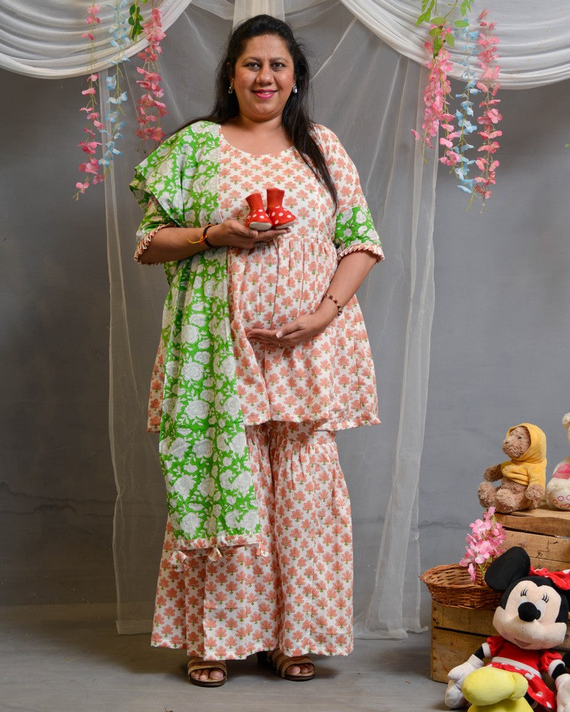 Swan White Sharara Maternity Set