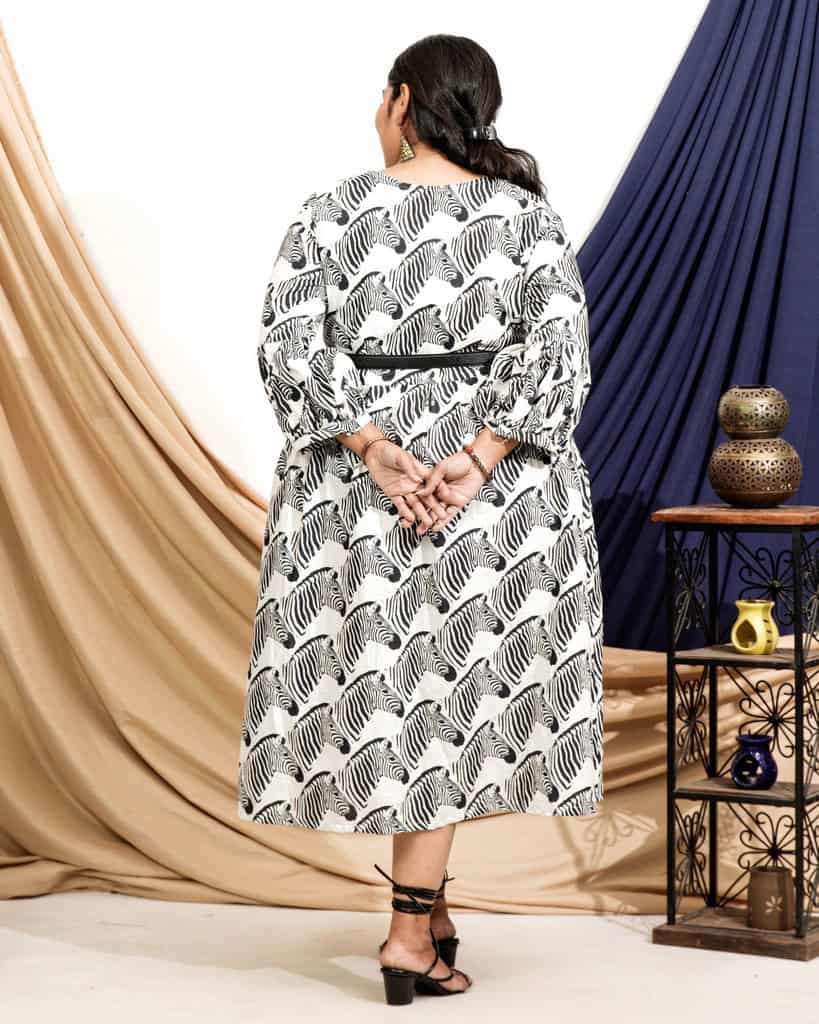 Zebra Print Midi Plus Size Dress