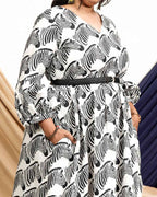 Zebra Print Midi Plus Size Dress