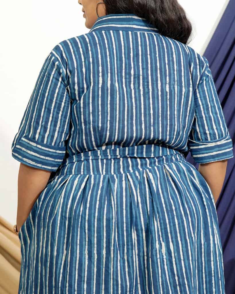 Indigo striped Plus Size Dress