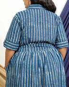 Indigo striped Plus Size Dress