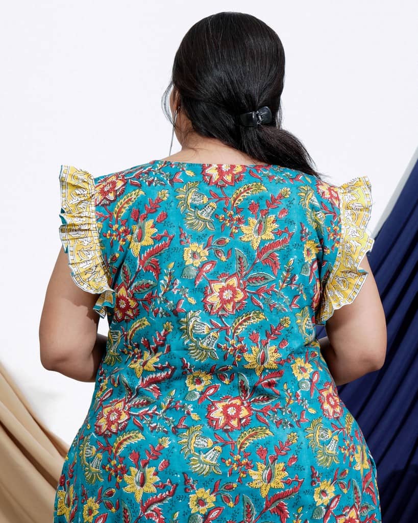 Turquoise Lily Frill Plus Size Dress