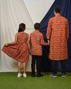 Red fish Long Kurta Father Kid Twining