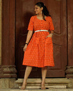 Orange Punch Dress with Belt