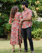 Leafing Red Floral Couple Set