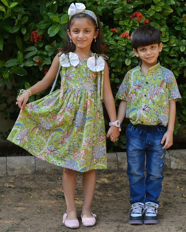 Mint Green Starry Short Mom Kid Twinning