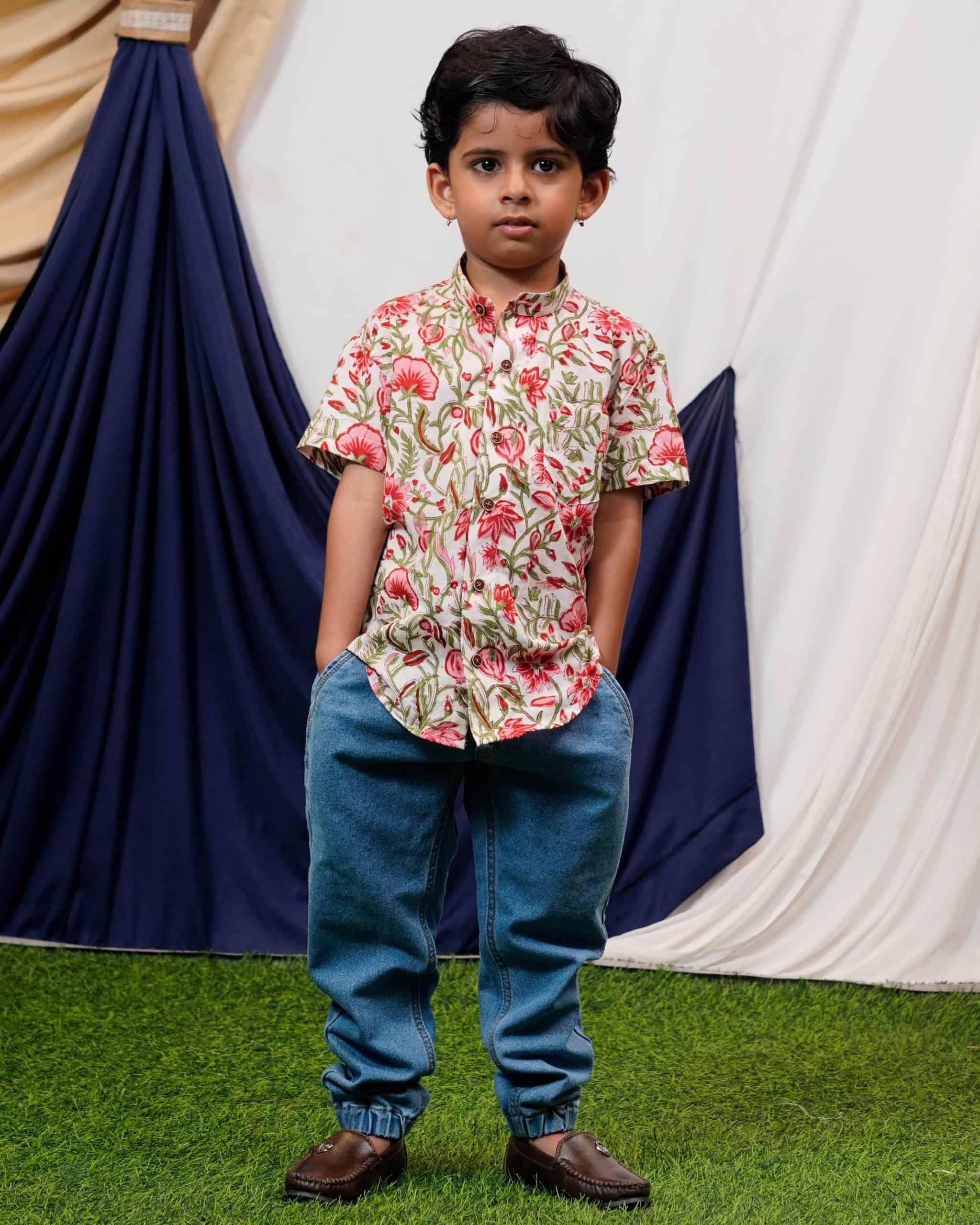 Pink Floral Kids Shirt