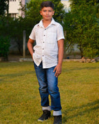 White Cutwork Kids Shirt