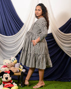 Ikat Checkered Maternity Dress