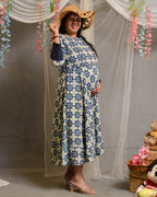 Indigo floral Maternity Dress