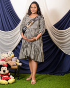 Ikat Checkered Maternity Dress