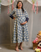 Indigo floral Maternity Dress