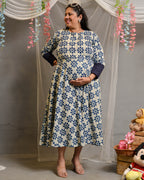 Indigo floral Maternity Dress