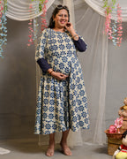 Indigo floral Maternity Dress