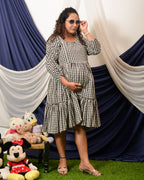 Ikat Checkered Maternity Dress