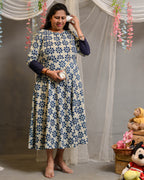 Indigo floral Maternity Dress