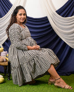 Ikat Checkered Maternity Dress