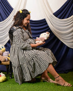Ikat Checkered Maternity Dress
