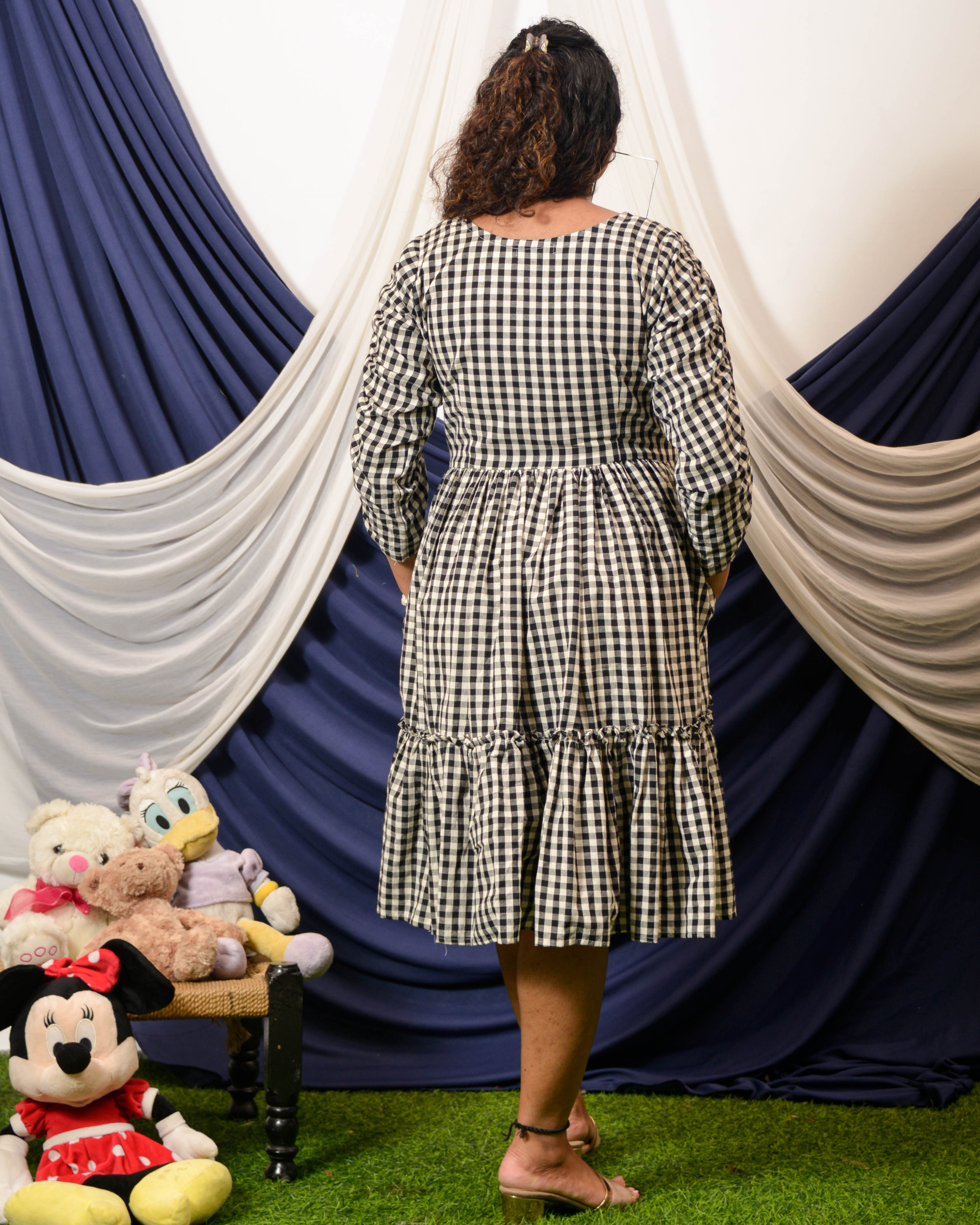 Ikat Checkered Maternity Dress