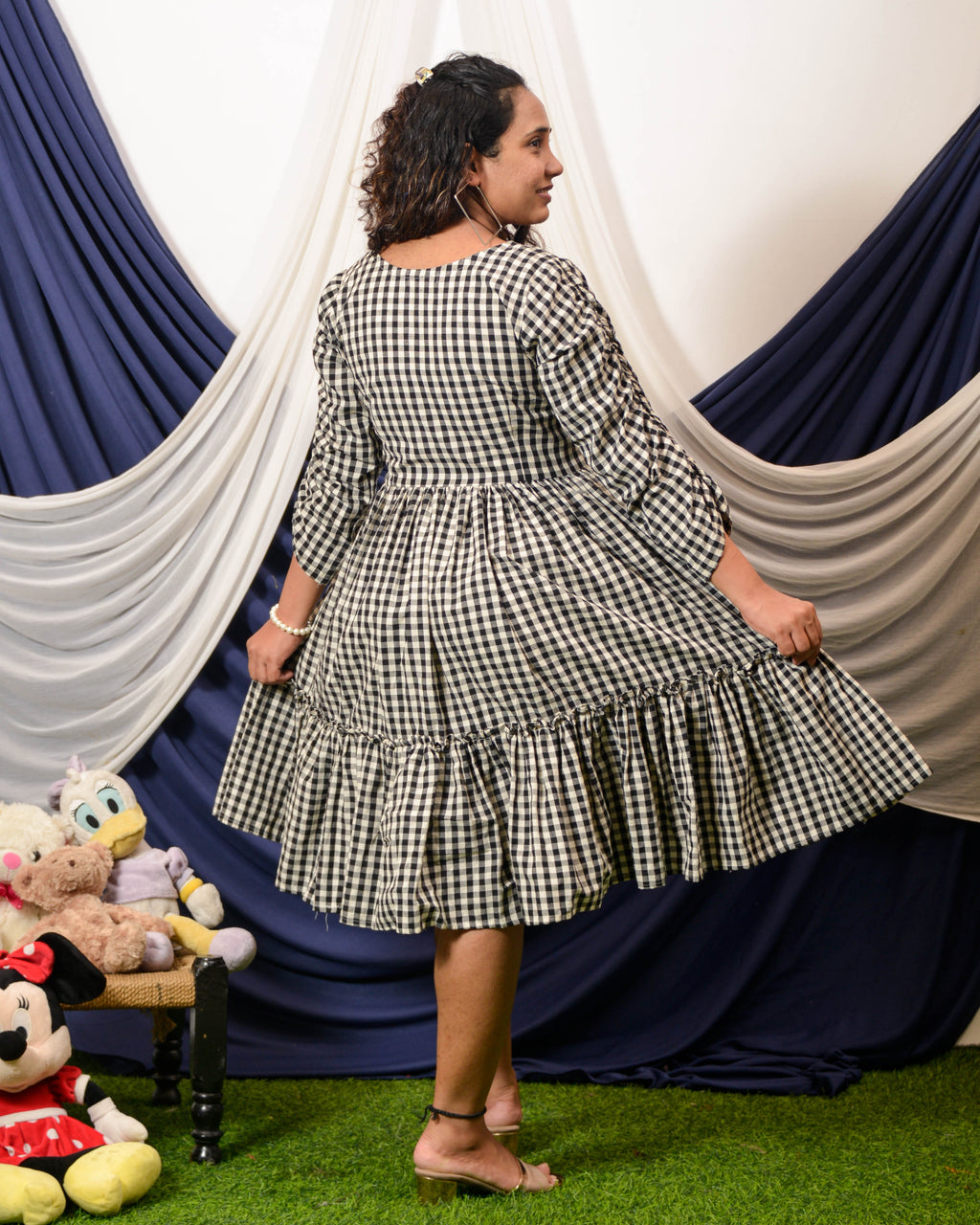 Ikat Checkered Maternity Dress