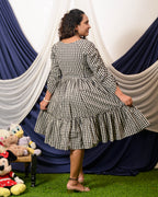 Ikat Checkered Maternity Dress